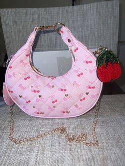 Pink Cherries & Hearts hobo bag