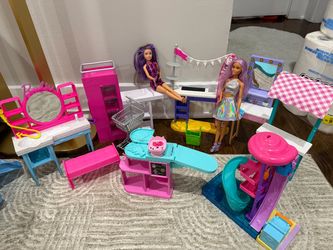 All 15 $ Barbie Doll & Playset Lot – Salon, Café, Store & Accessories