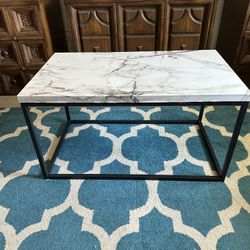 Small Coffee Table Or Kids Art Table Faux Marble And Metal