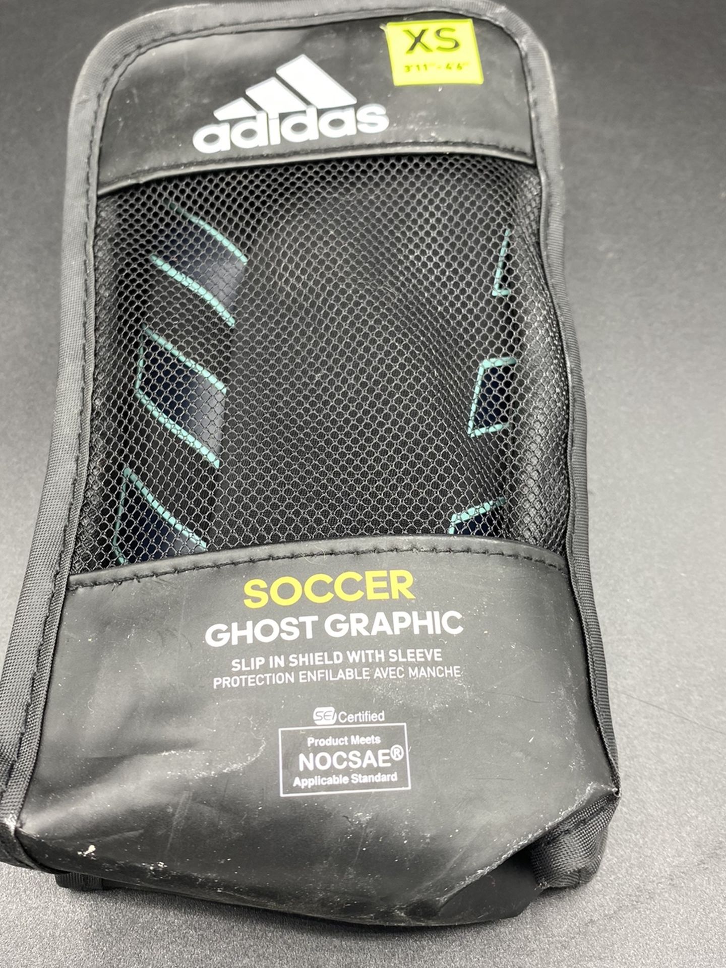 Adidas Ghost Graphic Soccer Slip-in Shields with Sleeves - Size XS