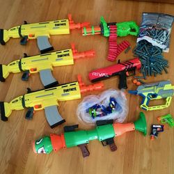 Lot of 9 Nerf Fortnite, Hyper, Rival, Dart Blasters