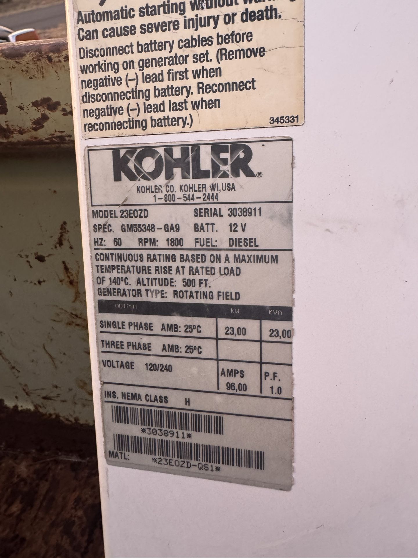 Kohler 23 Kw Generator