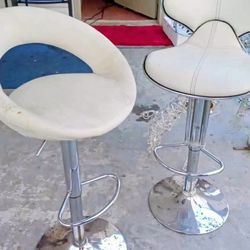 2 White Bar Stools 