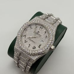 Men’s 25ct VVS Moissanite Fully Iced Bust Down Watch