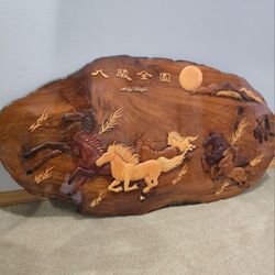 Hand Made Wooden Horses Wall Art Decor  For $50