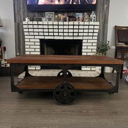 Industrial/Rustic Rolling Coffee Table