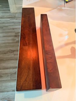 2 wooden shelves