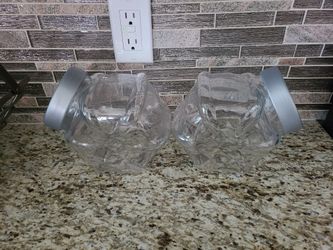 2 glass storage jars