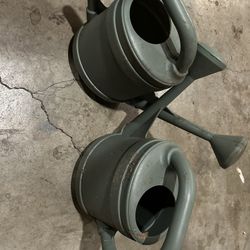 Two Plastic Watering Cans 