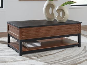 Kallari Warm Brown/Black Lift Top Cocktail Table