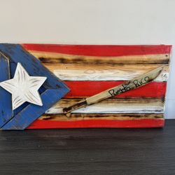 Puerto Rico Wooden Flag  