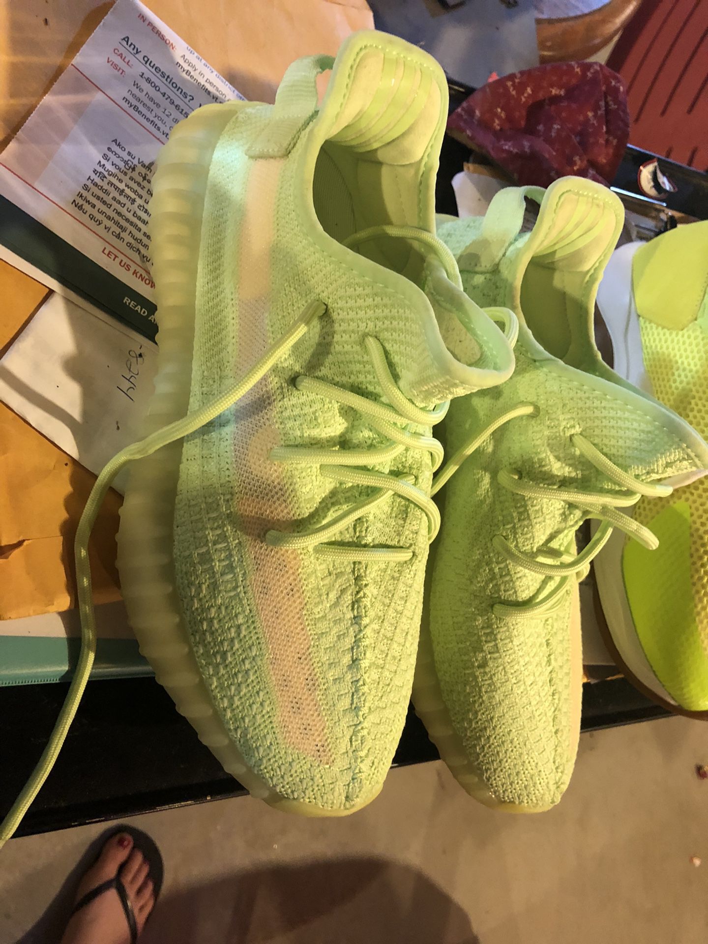 Green V2 Glow Yeezys Adidas