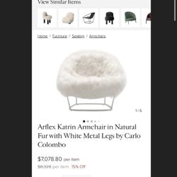 Original Arflexg Katrin Designer Armchair In Natural Fur