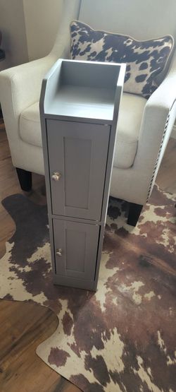 Slim storage cabinet gray