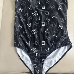 Chanel bodysuit and mesh tights set