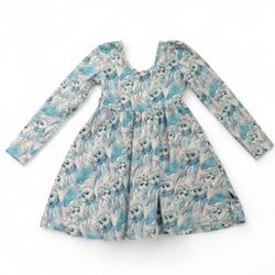 Rags to raches girls Disney frozen elsa blue print long sleeve dress  