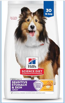 Hill's Science Diet Adult Sensitive Stomach & Skin Dry Dog Food, Chicken (30 lb)(Chicken & Barley)