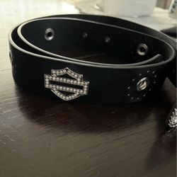 Leather Harley Davidson Bling Belt 