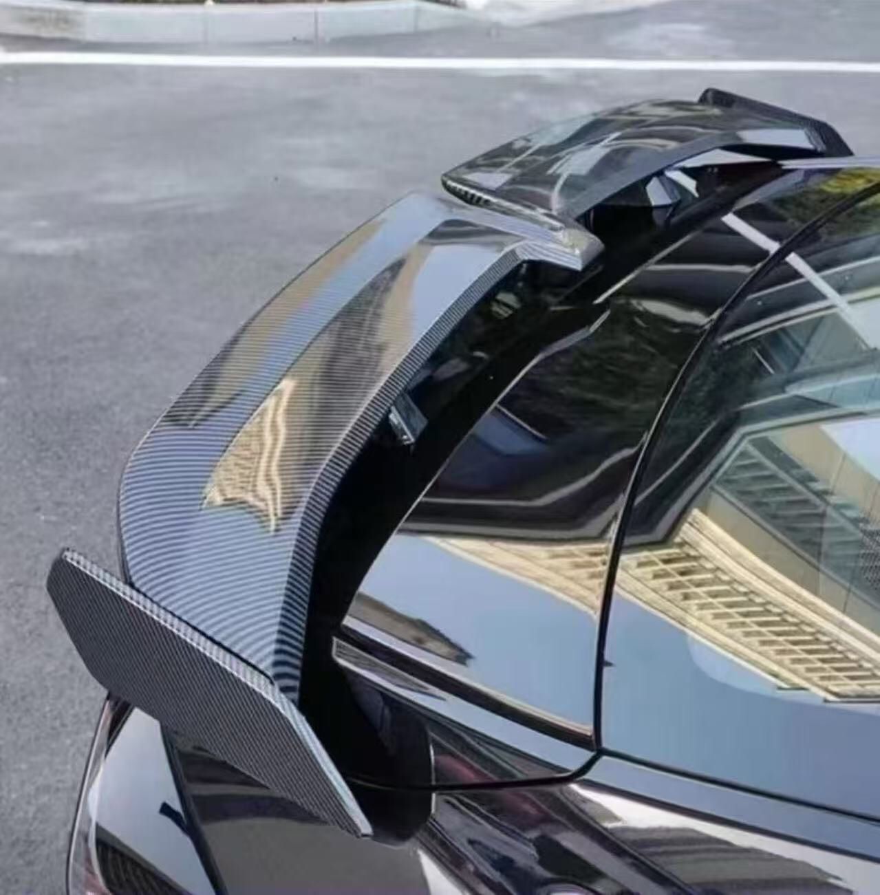 New In Box Universal Carbon Fiber Pattern Spoiler Rear Trunk Wing Down Force No Drilling Required GT Style