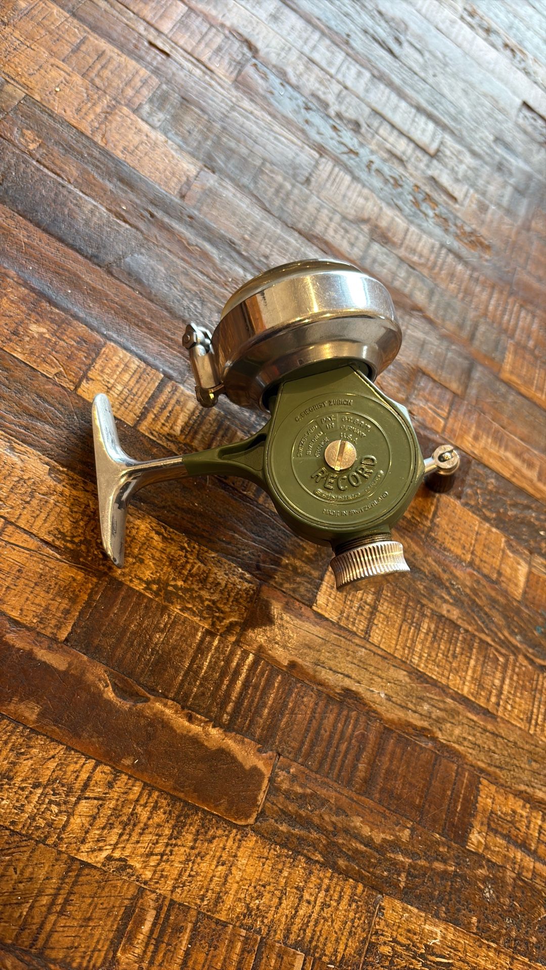 RARE Vintage Record fishing spinning reel made in Switzerland by C. Siegrist Zurich