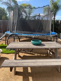 $40 deal XL 15 ft trampoline with rock climbing slide
