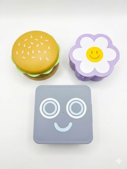 Set of 3 Bento Boxes Daisy 🌼, Robot 🤖 and Hamburger 🍔