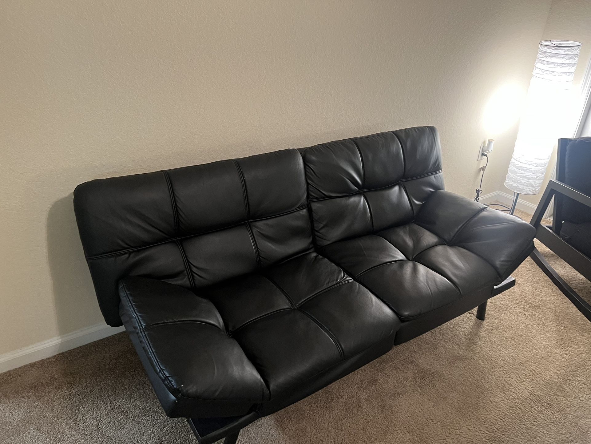 Black leather futon