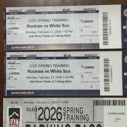 REDUCED PRICE!! Spring Training Tickets + Parking - Rockies vs. White Sox February 23, 2026, Salt River Fields 