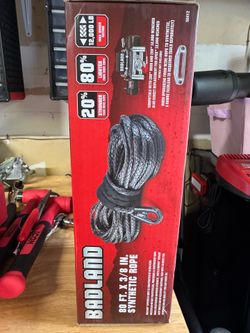 BADLAND Synthetic Winch Rope, 3/8 in. x 80 ft. with 12,000 lb. Capacity