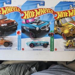 3 Hot Wheels Super Treasure Hunts $45 Mitsubishi Pajero, Volvo Gasser, & 60's Fiat 500 