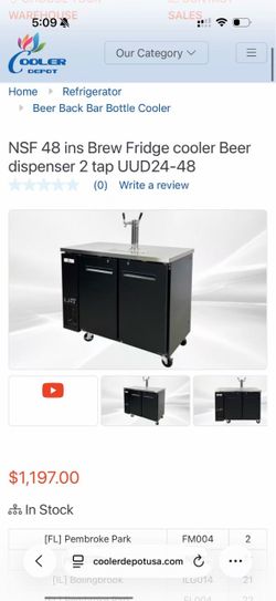 NSF 48 ins Brew Fride cooler Beer Dispenser 2tap