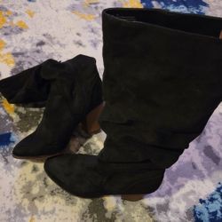Ladies Black Suede Boots Size 10 $5.00