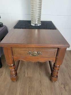 2 solid wood end side tables