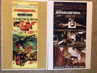 Gold finger and Thunderball 2 encased 11x17 movie poster reproductions SEAN CONNERY