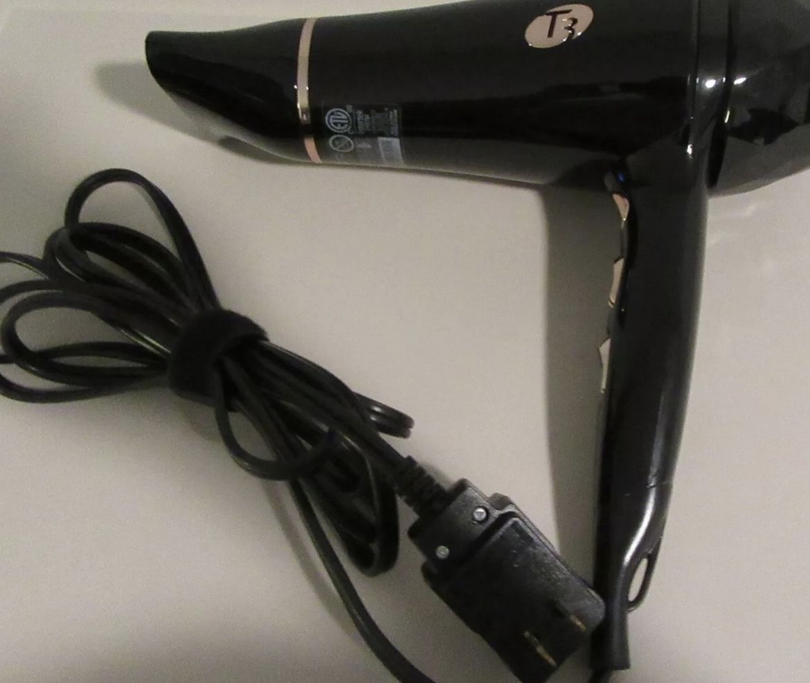 T3 Used Featherweight 2 Hair Dryer ~ Black & Rose Gold