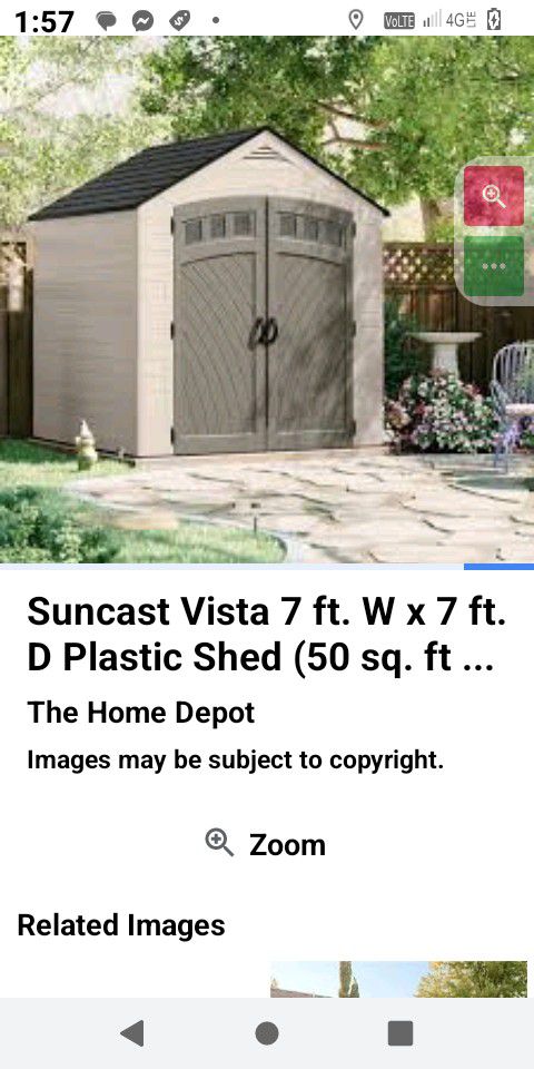 Suncast Vista 7ft.X7ft. Storage Shed. Brand New 