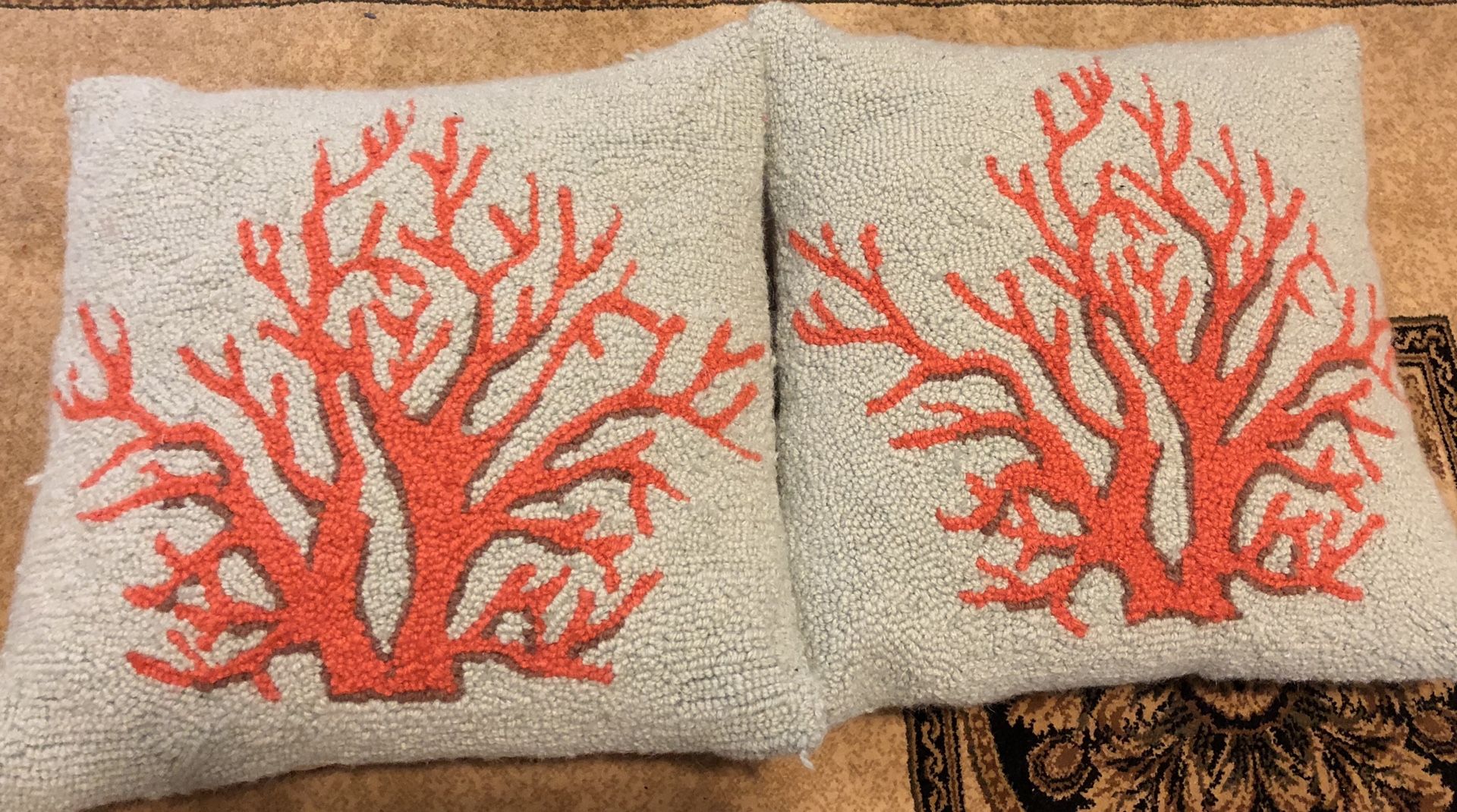 Boutique coral wool pillows
