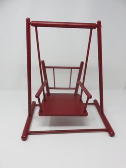 Vintage red wood doll swing