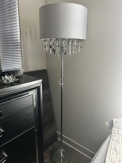 Elegant Chandelier Crystal Floor Lamp – Polished Chrome Finish