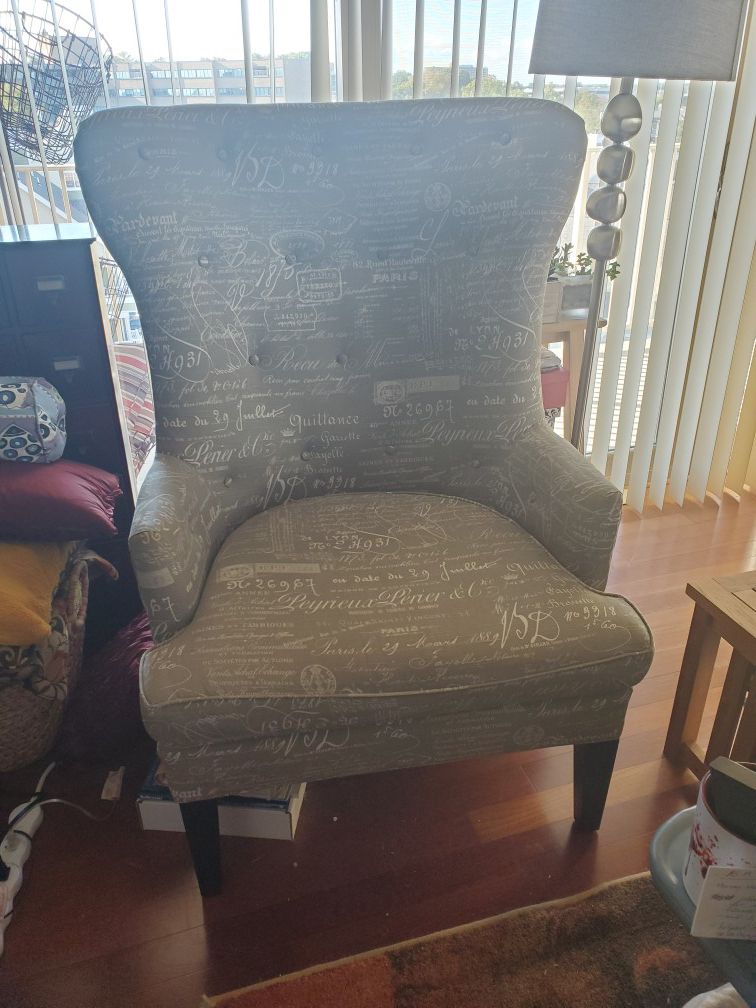 Grey accent wingback chair