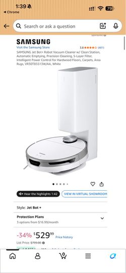 Samsung Jet Bot+ Robot Vacuum with Clean Station