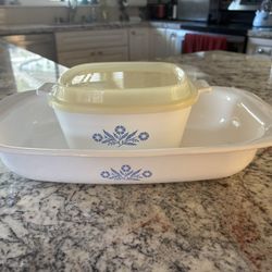 Corning Ware Blue Flower Roaster And Baking Dish