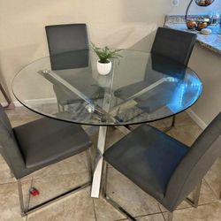 Silver Dining Table And chairs 