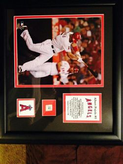 Certified Pujols frame with a game piece ball