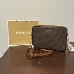 MICHAEL KORS Signature Brown Crossbody Bag