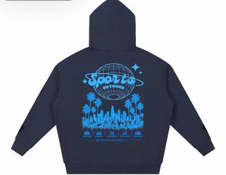 Sports Network Graphic Hoodie Navy Blue