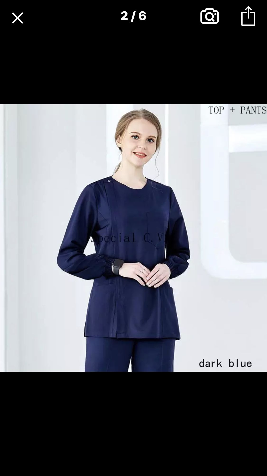 Women Scrub Set Long Sleeve Medical Clothing Zipper Opening Short Coat Big Pockets Nurse Uniforms Round Collar Doctor Workwear