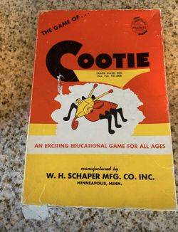 VINTAGE 1949 THE GAME OF COOTIE IN ORIGINAL BOX WH SCHAPER MFG CO.