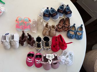 Baby Girl Shoes Lot – 14 Pairs – Newborn/Infant (0-3 mos)