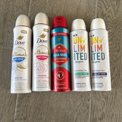 Degree, Dove And Old Spice Unlimited Men Spray Deodorant 
